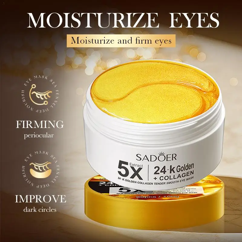 

80pcs SADOER 24K Gold Color Collagen Eye Mask Anti Dark Circles Remove Eyes Bags Moisturizing Firming Eye Patches Eyes Skin