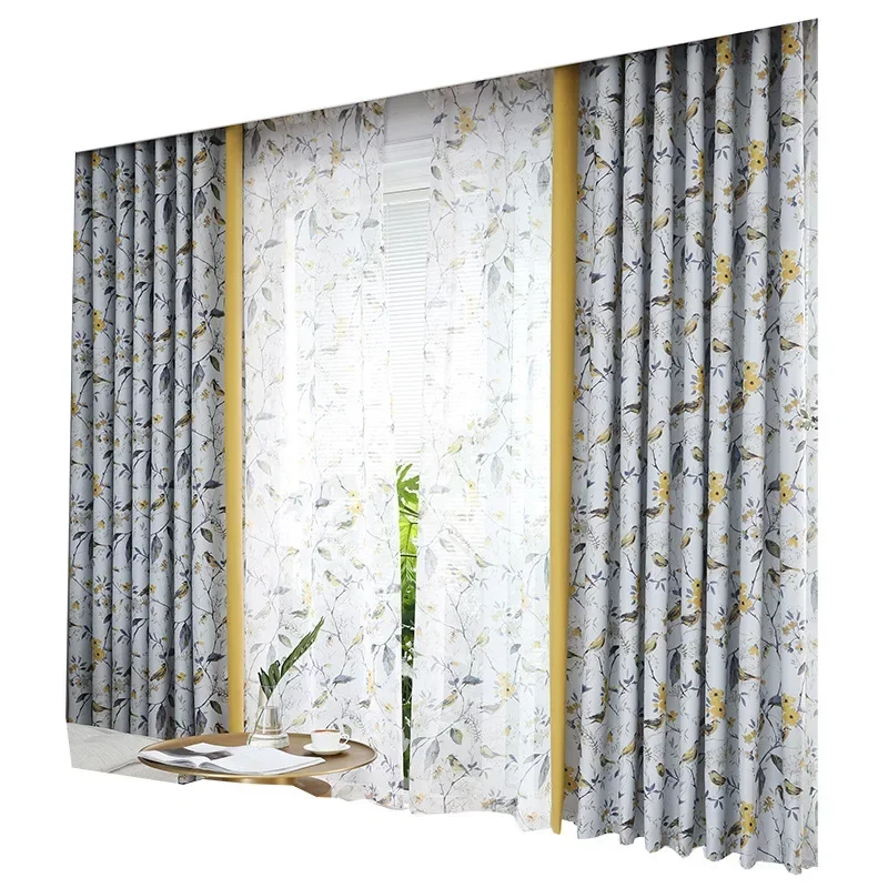 New Chinese style flower bird printed curtain modern simple living curtain hang curtains in bedroom classical decorative curtain