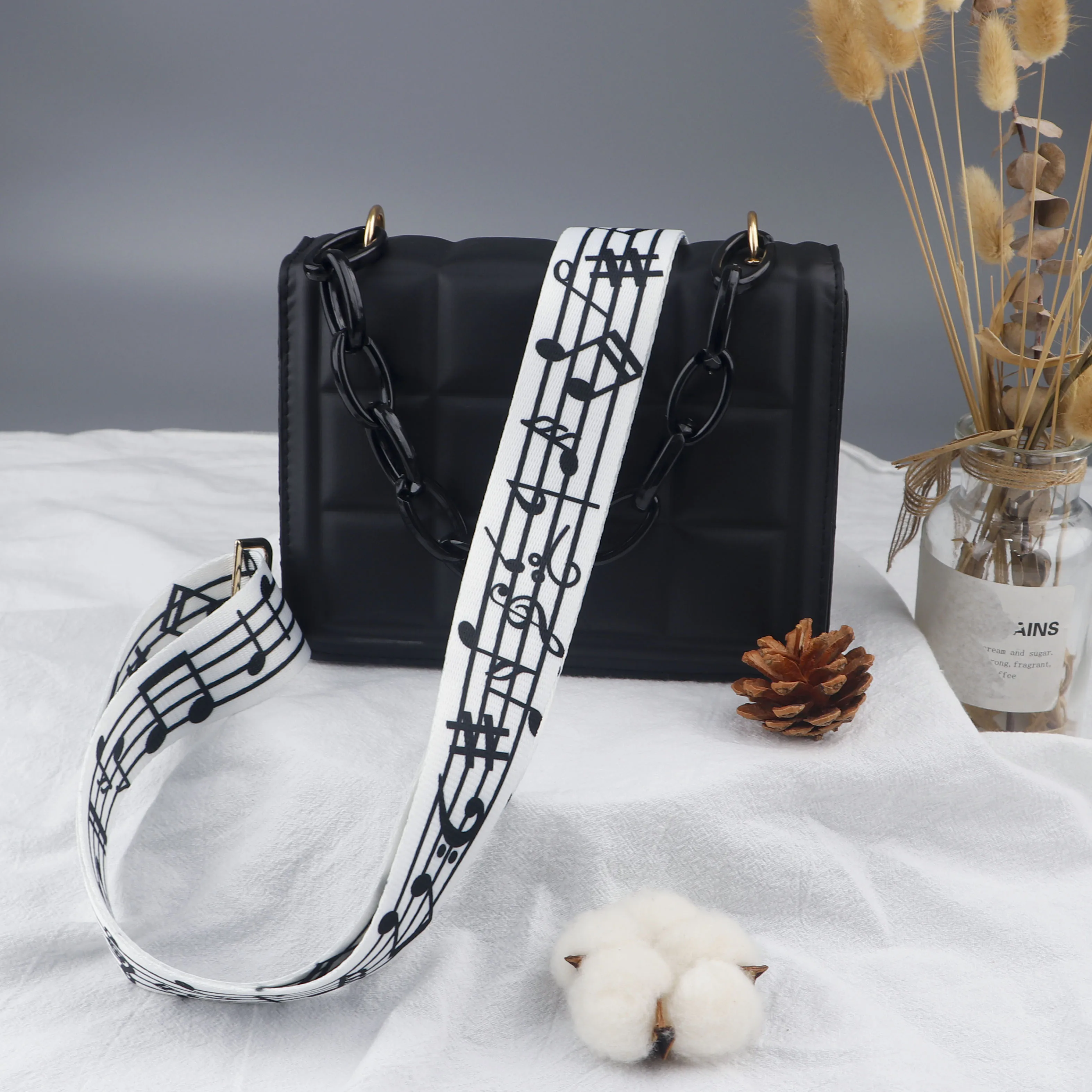 Musical Note Pattern Bag Strap Woman Colored Straps for Crossbody Messenger Shoulder Bag Accessories Adjustable Belts Straps