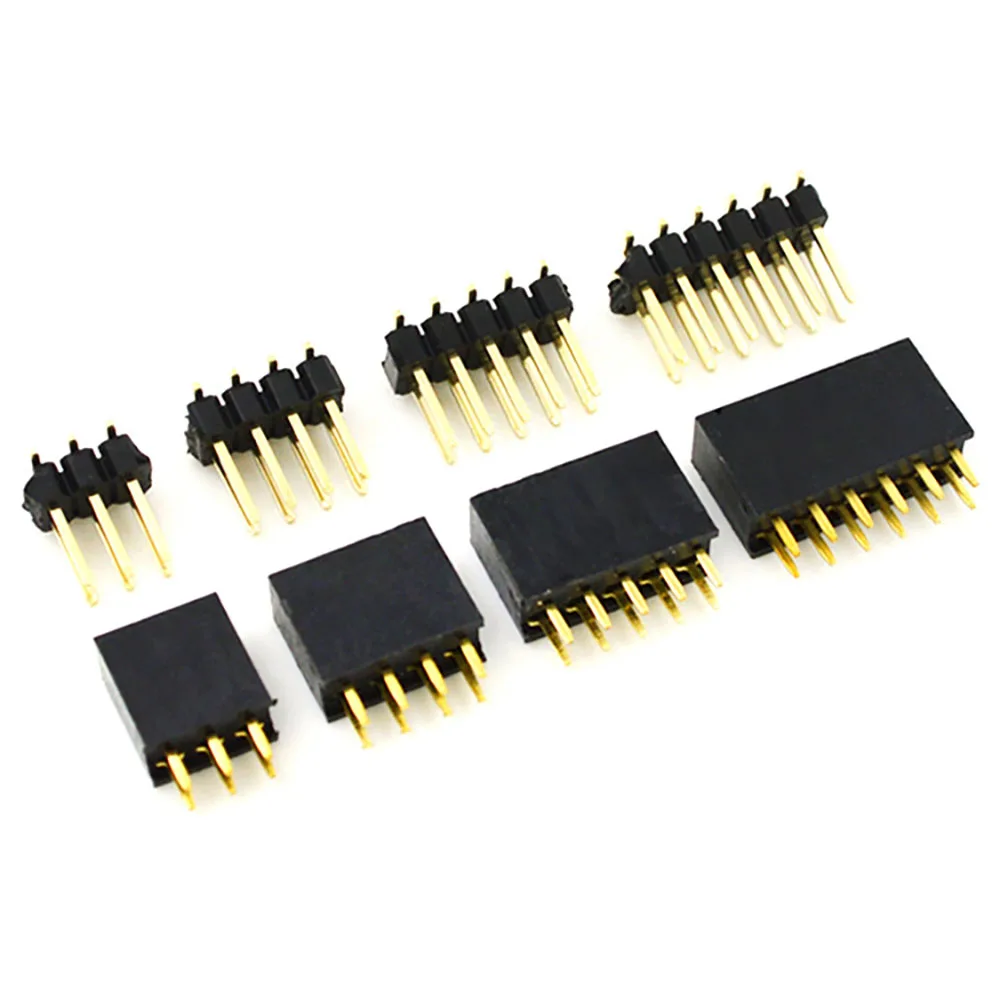 

20pcs 2.54mm Short Profile Double Row Straight 2x3/4/5/6/7/8/10/15/20/25/40P Male Female Pin Header Connecto