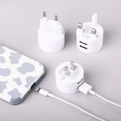 5V 2.1A Min EU UK US Plug Mobile Phone Charger for Mobile Phone 2 Ports White Travel Wall Charger