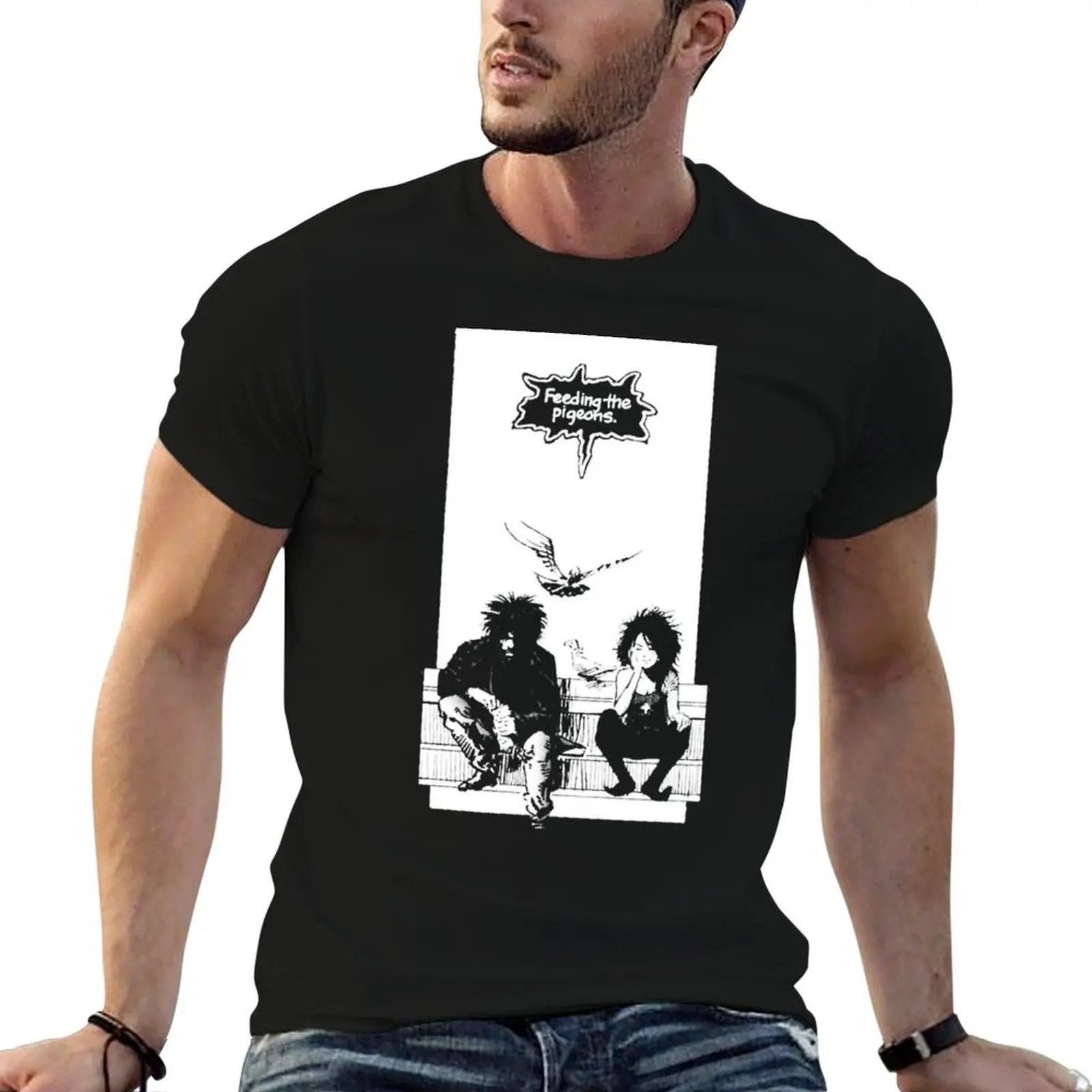Feeding the Pigeons (white) T-Shirt funny costumes custom t shirt t shirt men
