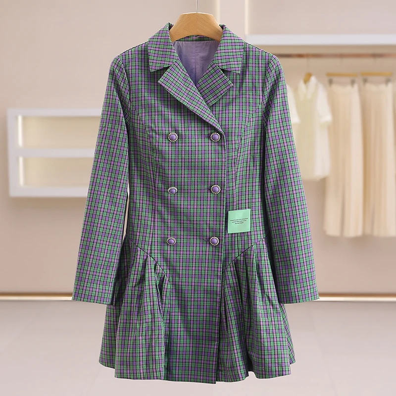 chic-korean-plaid-suit-collar-waist-cinched-medium-length-jaet-ass-fraance-spring-2026-women's-faion-commute-sle