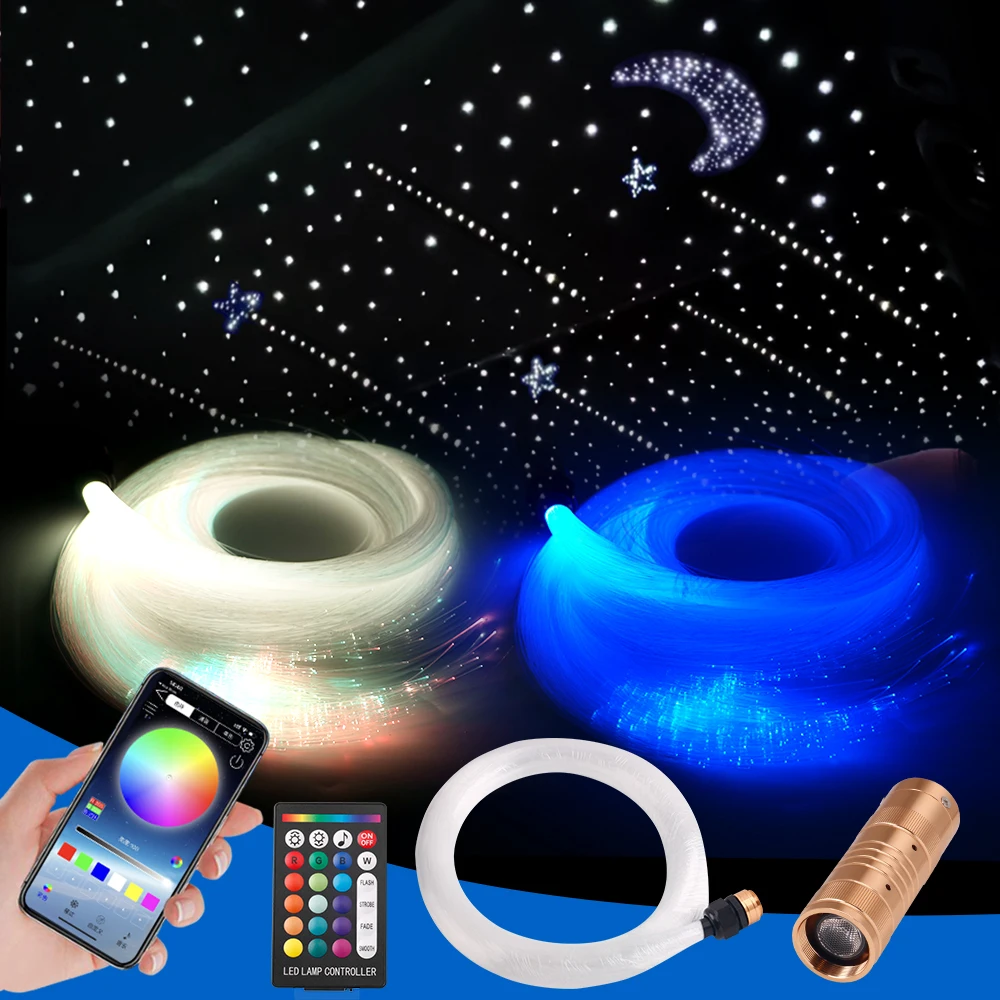 16W Twinkle RGBW Starry Sky Lights For Car Star Ceiling Fiber Optic Ambient Light Kit App Control Atmosphere Home Decor US EU UK