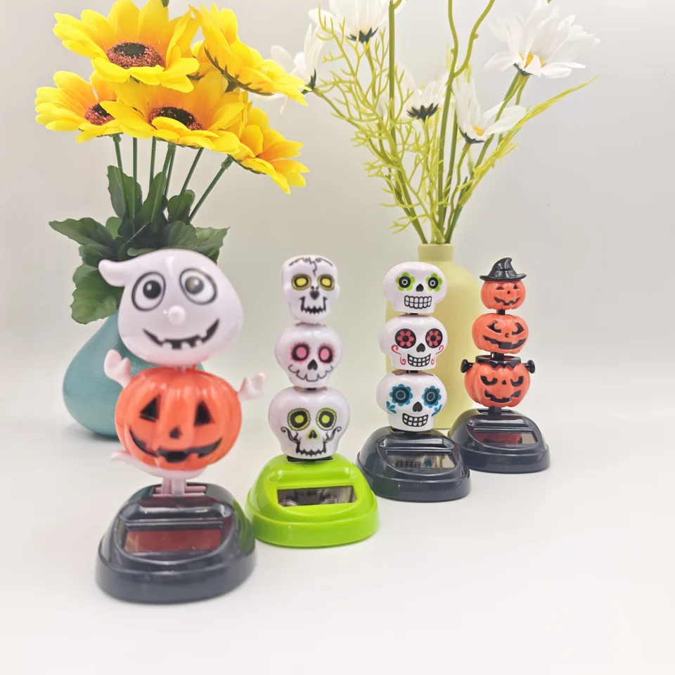 Calavera Decorativa Con Movimiento Para Coche – Figura De Esqueleto Cabeceante Con Energía Solar, Adorno De Tablero Para Fiestas Y Regalos