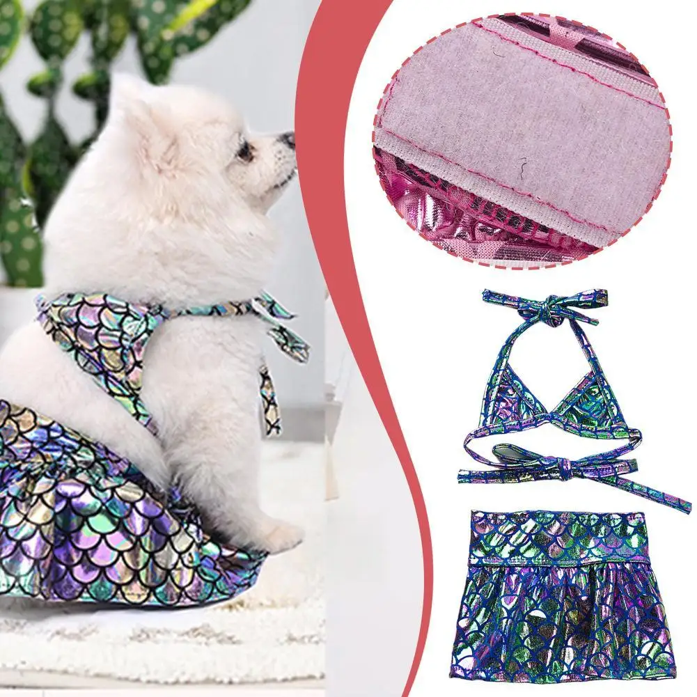 

Fashion Leopard Pet Bikini Swimsuit Set for Small Dogs Schnauzer French Bulldog Summer Beach Skirts Female Dog Clothing