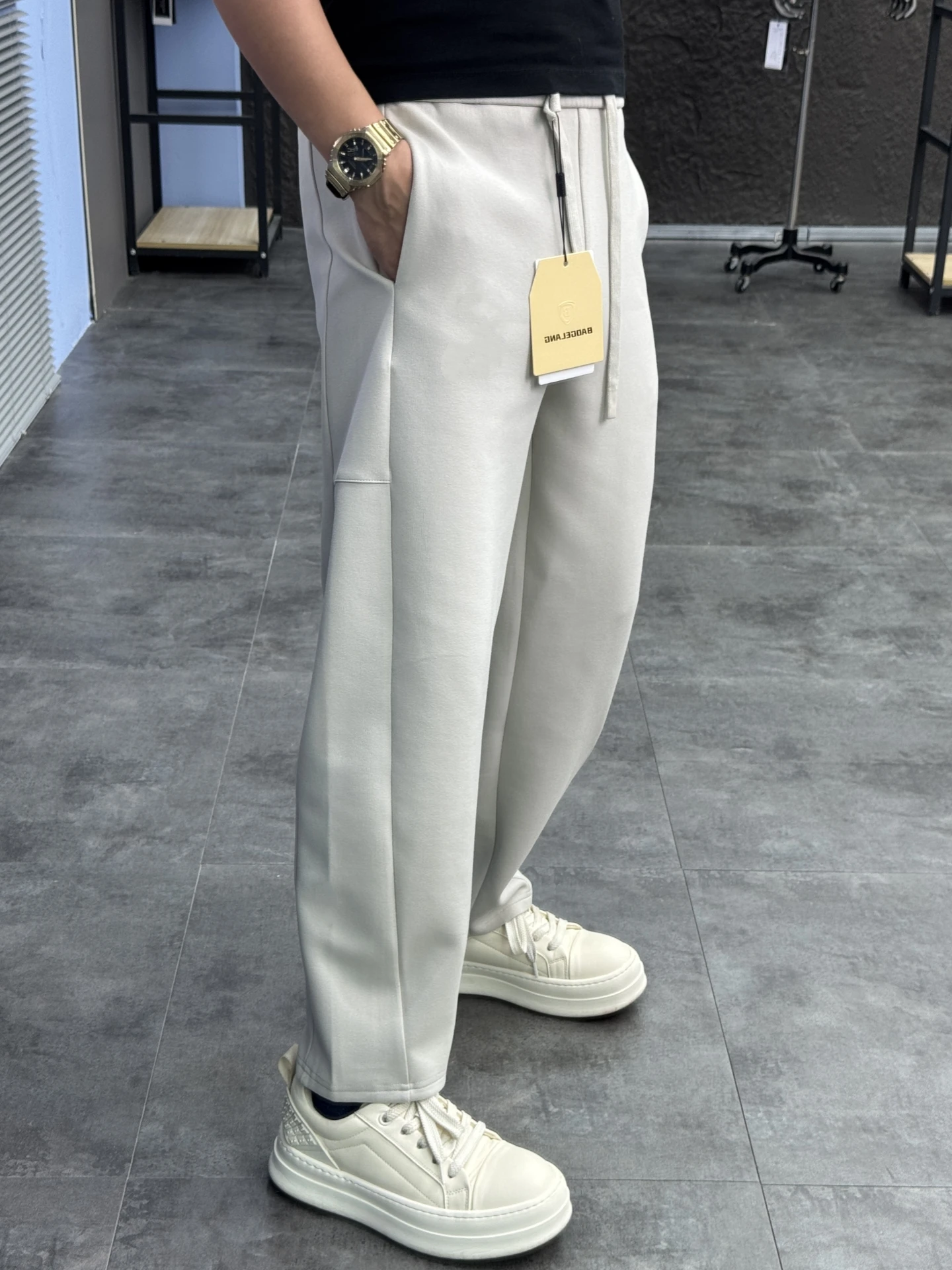 

Svip Men's Faionable Comfortable Thiened Loose Straight Leg Pants Casual Trousers Knife Design Pure Color Autumn Wear