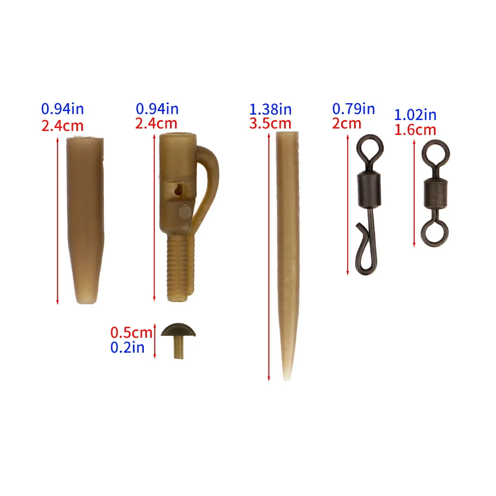 Hirisi M14 Carp Fishing Lead Clip Kit, Quick Change Swivel, Tail Rubber, Anti Tangle Sleeves, Carp Rig Building Terminal Tackle