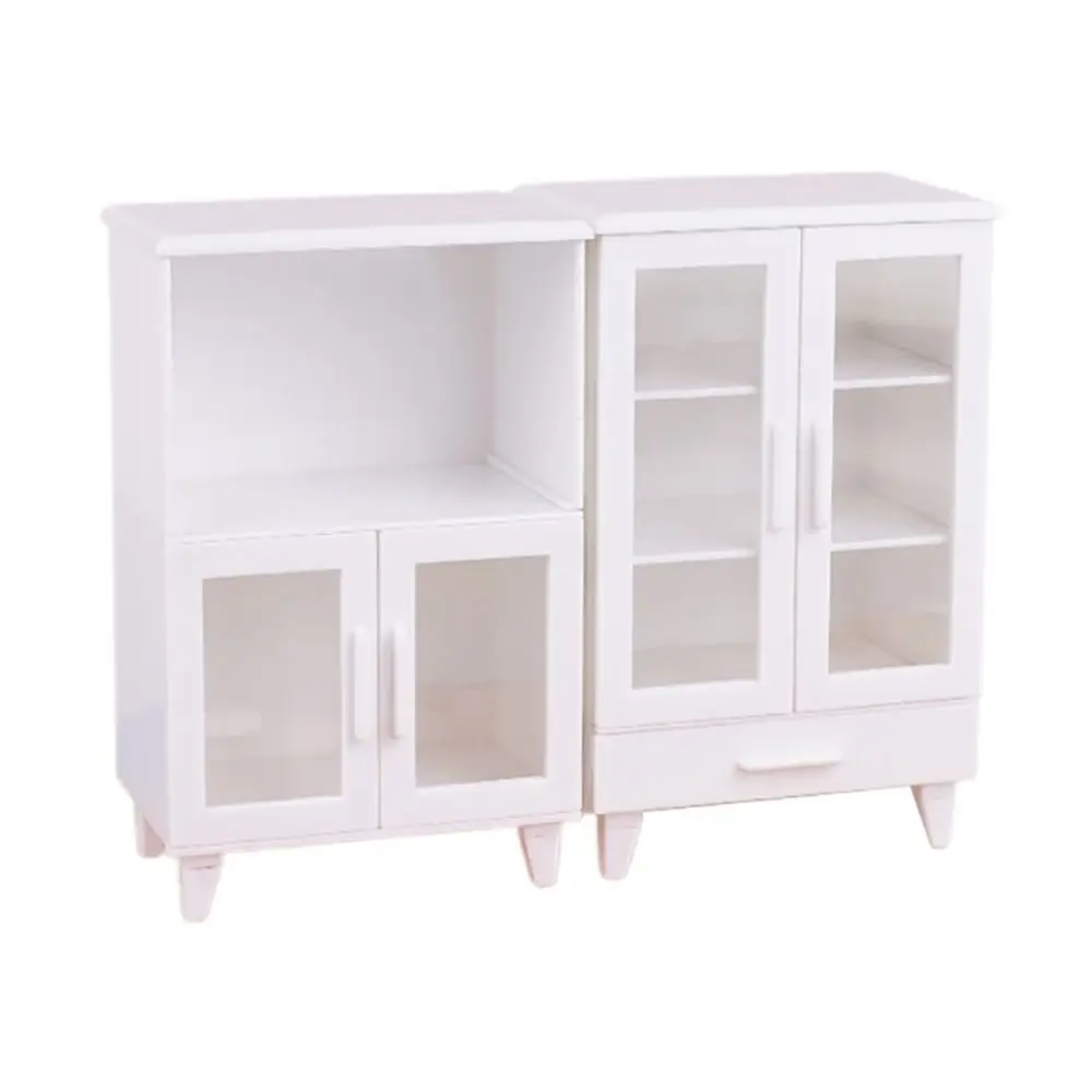 

1Set 1:12 Dollhouse Miniature White Cupboard Display Cabinet Storage Lockers Furniture Model Decor Toy Doll House Accessories