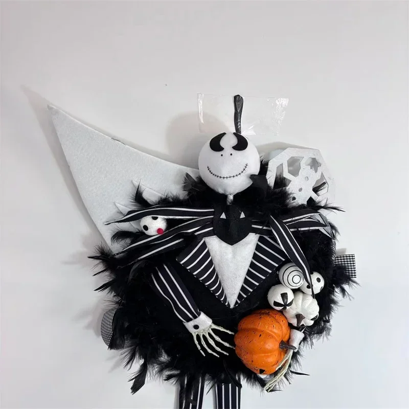 Disney The Nightmare Before Christmas Jack Holiday Party Scary Skeleton Pumpkin Wreath Hallowee Decorative Front Door Hanging