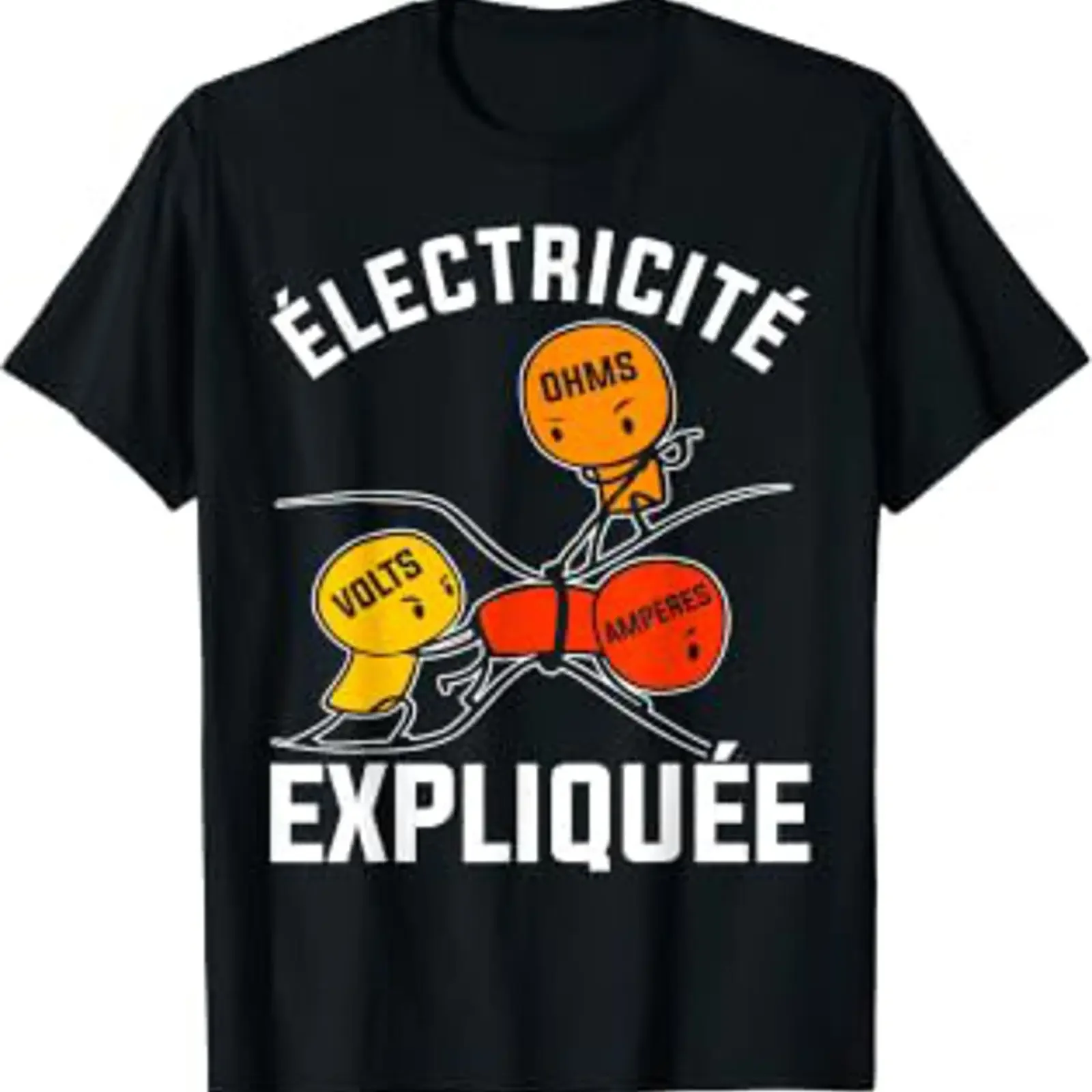Funny Idea Electrician Electricity Explained T Shirt Black vintage Washed Versatile Comfortable designer clothes Breathable