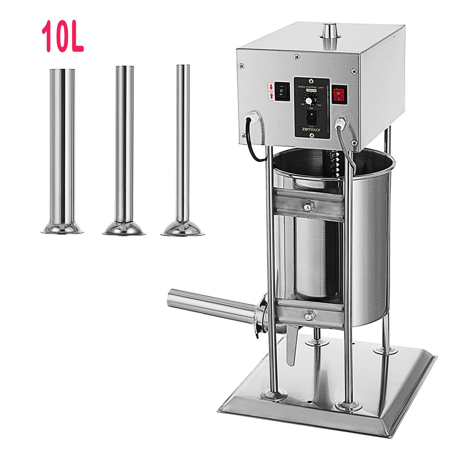 Electric Vertical Sausage Filler Stuffer 10L 25LBS Meat Maker Stainless Steel for Home Commercial Make Hot Dog Bratwurst 110V