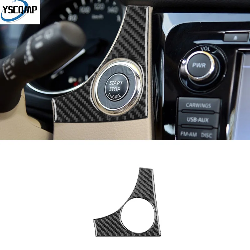 

Car Engine Start Stop Button Sticker Decal Carbon Fiber Interior Trim Cover for Nissan X-Trail 2014-2018 Accessories