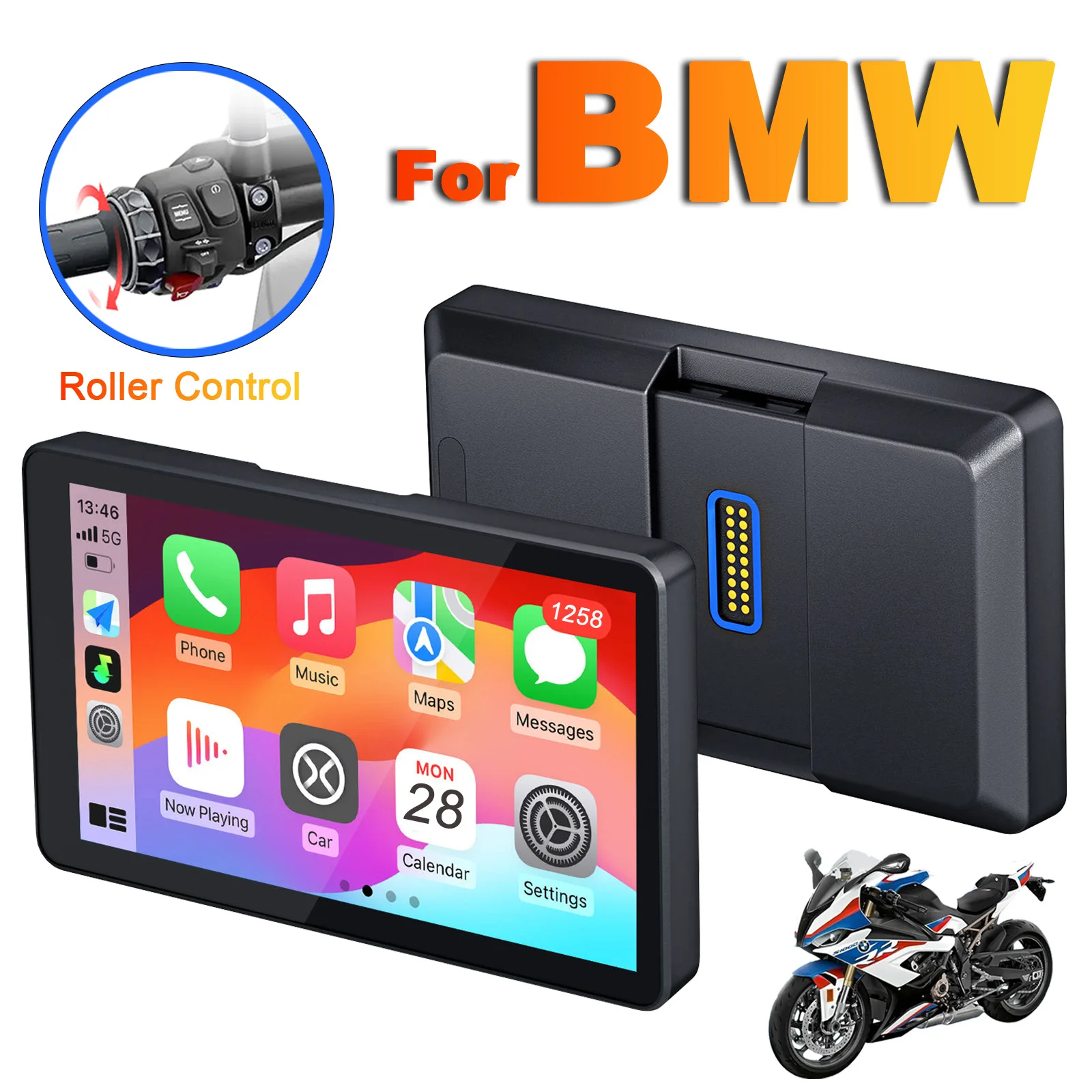 

Carplay with Roller Control for bmw XR M1000 R1200GS R1250GS S1000XR R1300GS 6 Inch Waterproof Motorcycle Android Auto Navigator