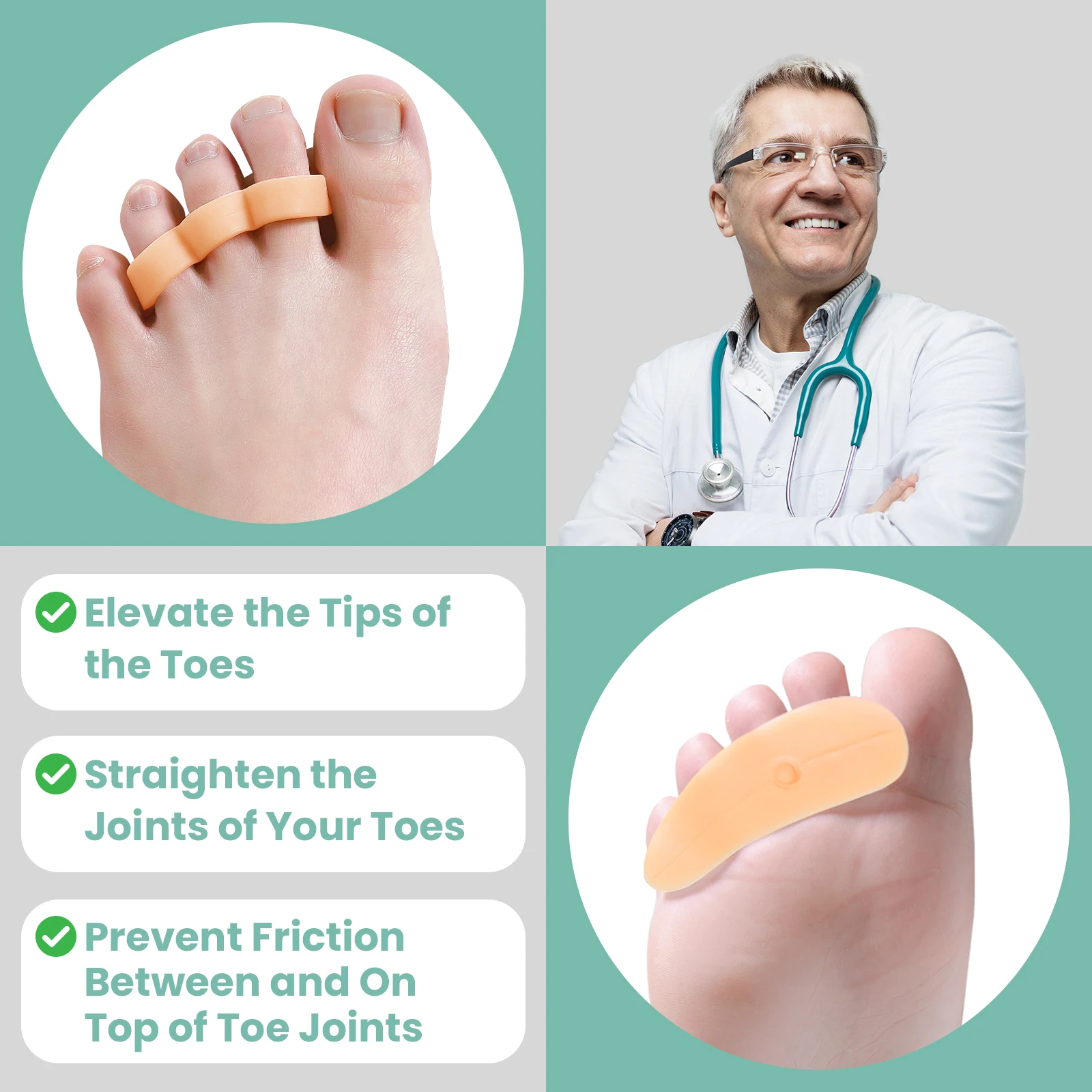 

2Pcs/pair Sumifun Gel Toe Separator Bunion Toes Overlap Orthopedics Hallux Valgus Correction Foot Health Care Clamp Protector