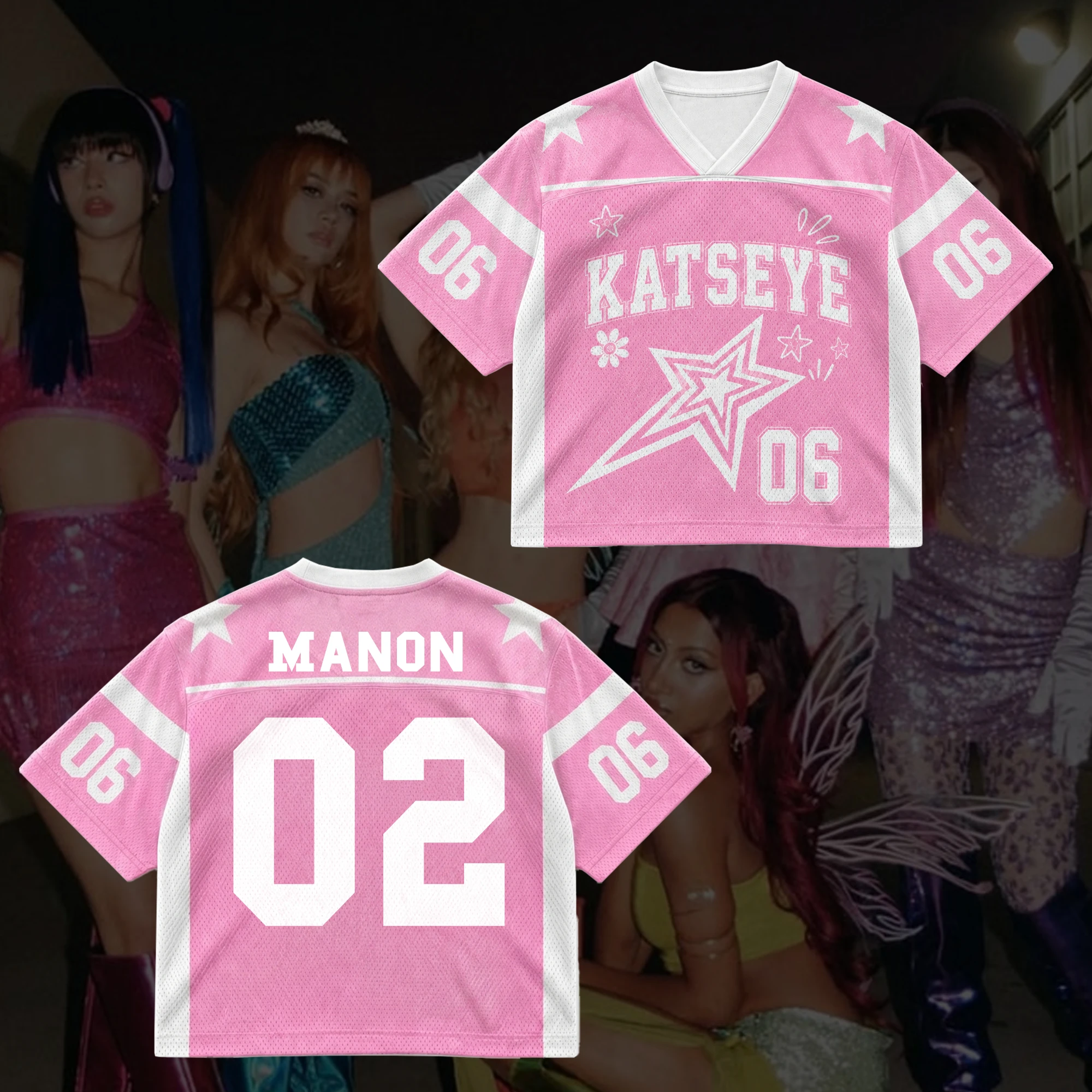 2026 Katseye Pink Star 3D-gedrucktes Jersey für Männer und Frauen, atmungsaktives, schnelltrocknendes Kurzarm-T-Shirt, Familien-Partnerlook-Kleidung – Detail 5
