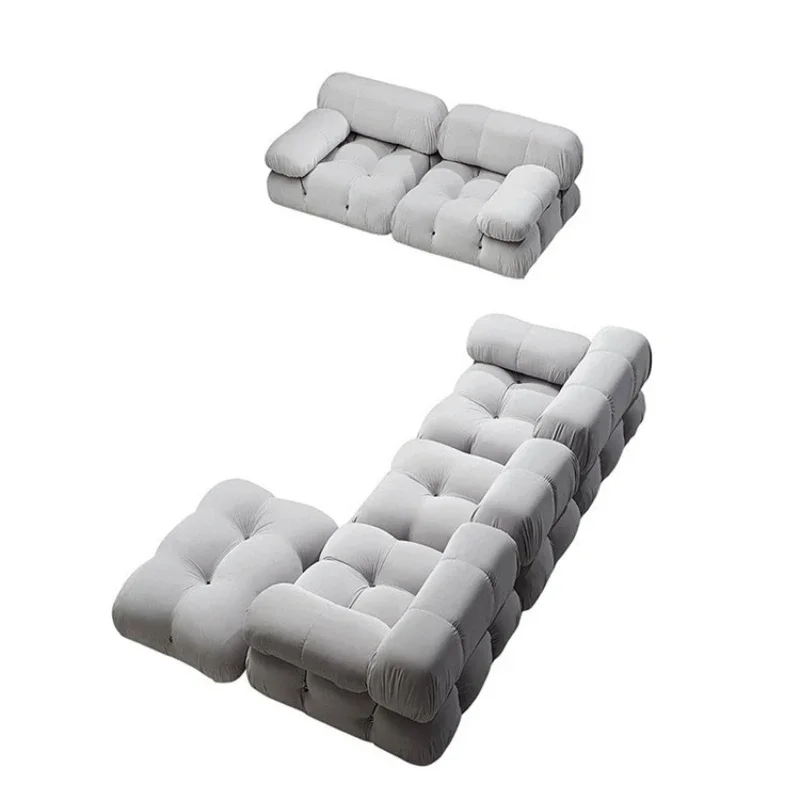 

Lamb Fleece Sofa, Combination Square Module Casual Fabric Sofa Bedroom Living Room Rental Room Furniture Wabi Sabi Wind