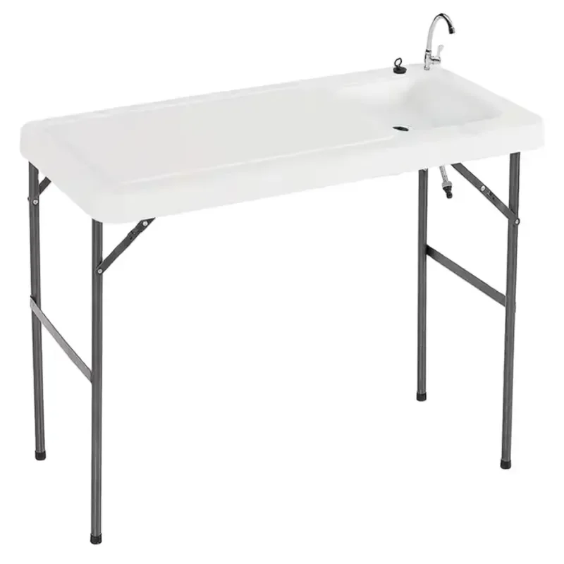 Portable Plastic Folding Fish Cleaning Table with Iron Frame for Camping Outdoor Use Modern Design Suitable for Hotel Kitchen
