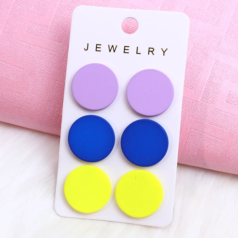 New Valentine\'s Day Earring Set Fashion Colorful Round Hexagonal Love Acrylic Earrings For Women Jewelry Gift