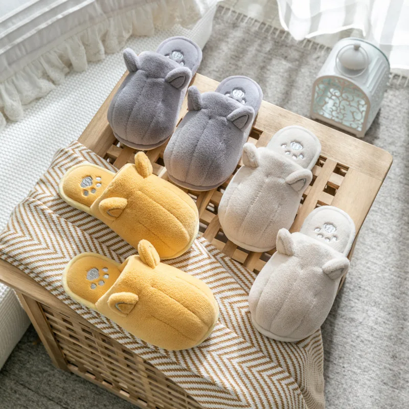 Pantoufles Antidérapantes en Coton et Peluche pour Homme et Femme, Mignonnes, Parent-enfant, Couple, Maison, Chaleur, Nik, Automne, Hiver