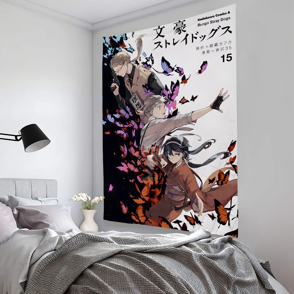 Cartoon B-Bungo S-Stray D-Dogs Tapestry Bedroom Living Bar Garden Outdoor Microfiber Festival Decoration Background Art Banner