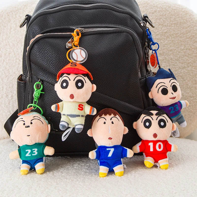 

12cm Cute Cartoon Sports Series Crayon Shin-chan Plush Doll Keychain Bag Pendant Toy Gift