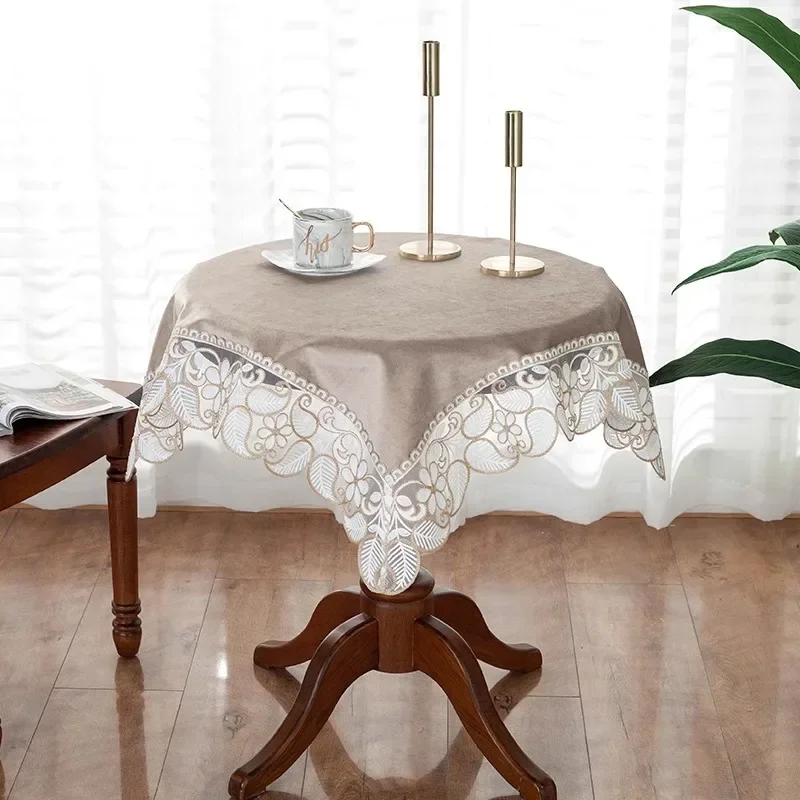 Embroidered Lace Tablecloth Table Cover Sideboard Placemat Table Runner Coffee Golden Velvet American Elegant Wedding Table Flag