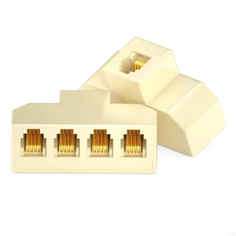 4 Way RJ11 Phone Line Splitter Adapter Support 6P4C 6P2C Enhances Communication 