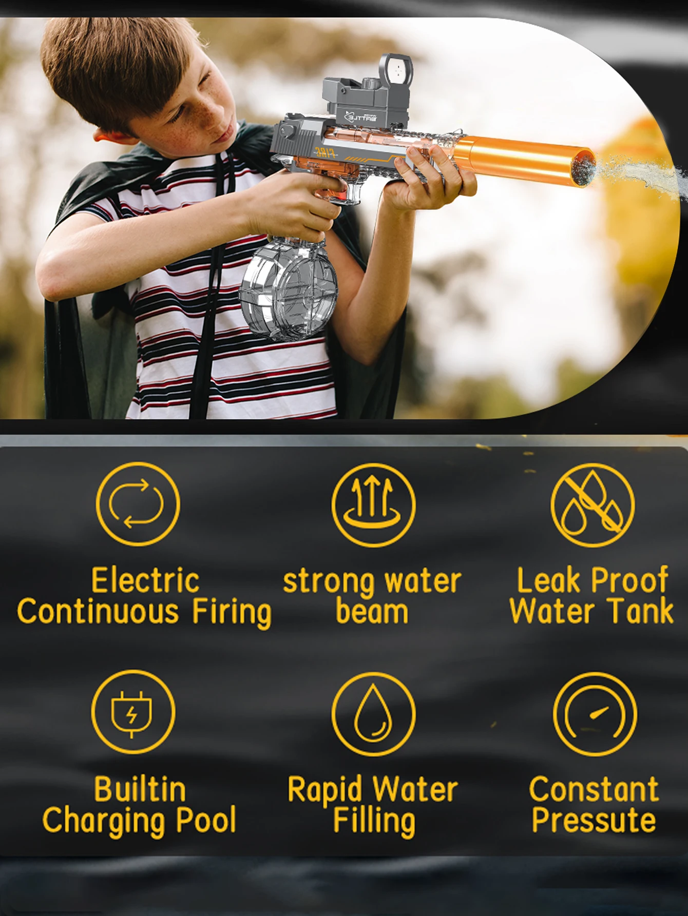 الأطفال ارتفاع ضغط الكهربائية مدفع المياه لعب الصيف في الهواء الطلق شاطئ بركة حديقة القتال ألعاب أطفال التلقائي انفجار المياه الهدايا #4