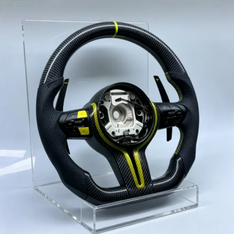 Custom Steering Wheel For BMW F30 F10 F40 F82 F22 F20 3 Series 5 Series F80 M3 F82 M4 M5 E90 E80 Carbon Fiber Bright Yellow - view 4