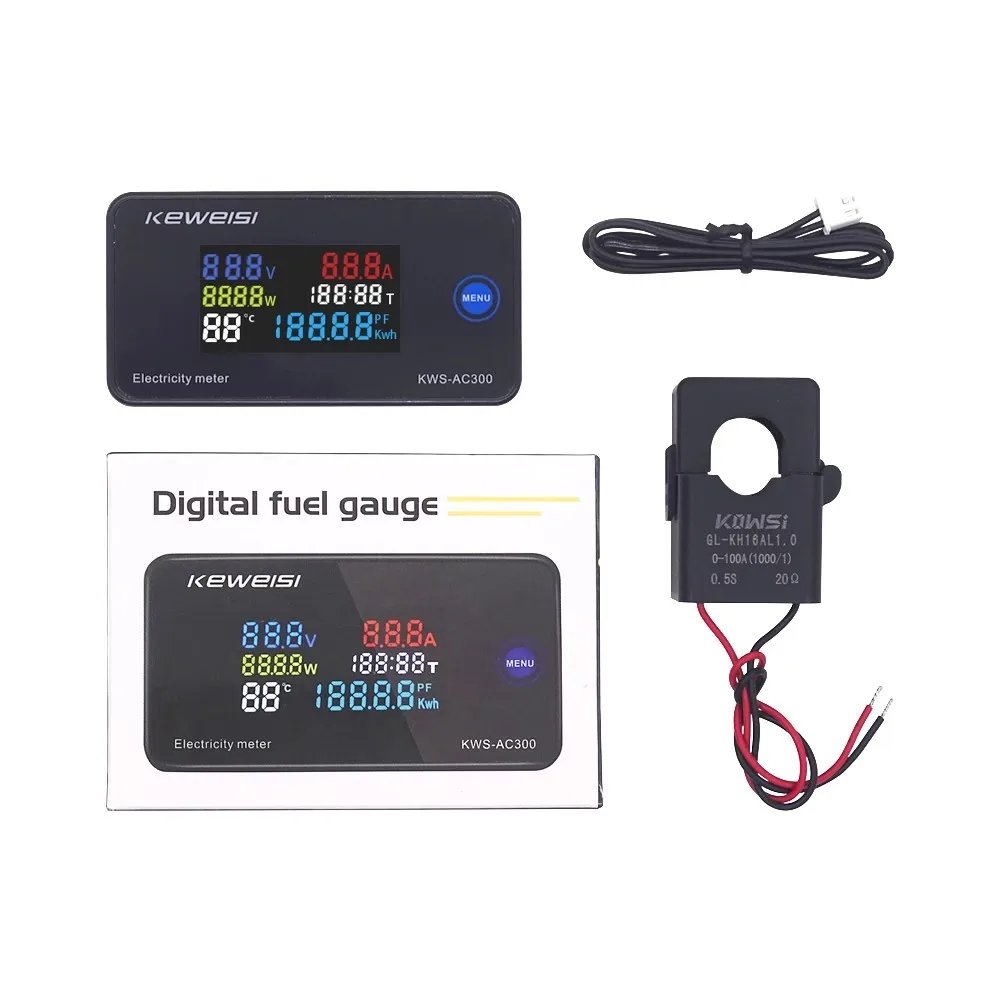 

KWS-AC300 AC50-300V Voltmeter Ammeter KWS Power Energy Meter LED AC Wattmeter Electricity Meter With Reset Function 0-100A