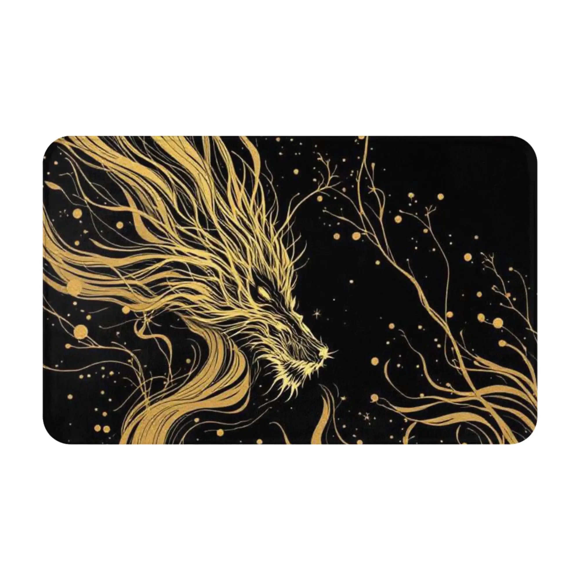 Golden Flowing Hair Dragon Star Art Non-slip Doormat Living Room Mat  Waterproof ModernDecor