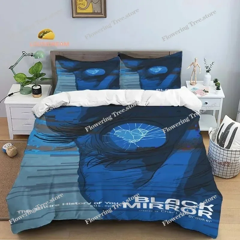 B-Black Mirror Poster Sheets Quilt Covers Bedding Dormitory Sheets Three-piece Bedding Set Three-piece Soft Warm Bedding Set