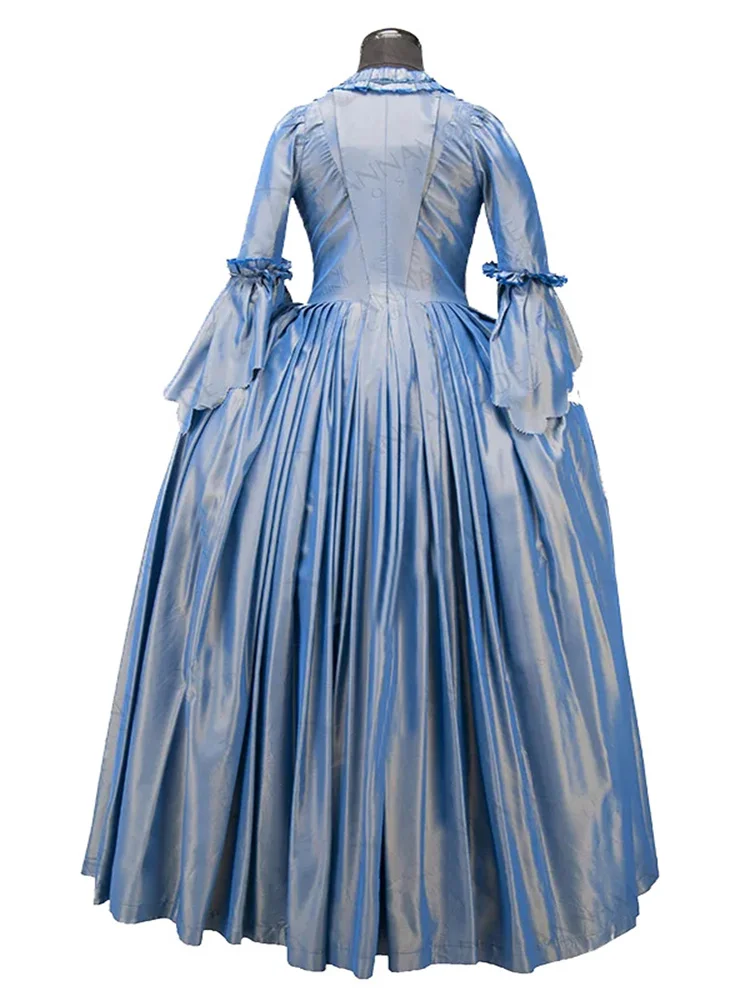 1780년대 여성 로코코 블루 드레스 가운 a la Anglaise 중세 빅토리아 역사 빈티지 볼 가운 르네상스 의상