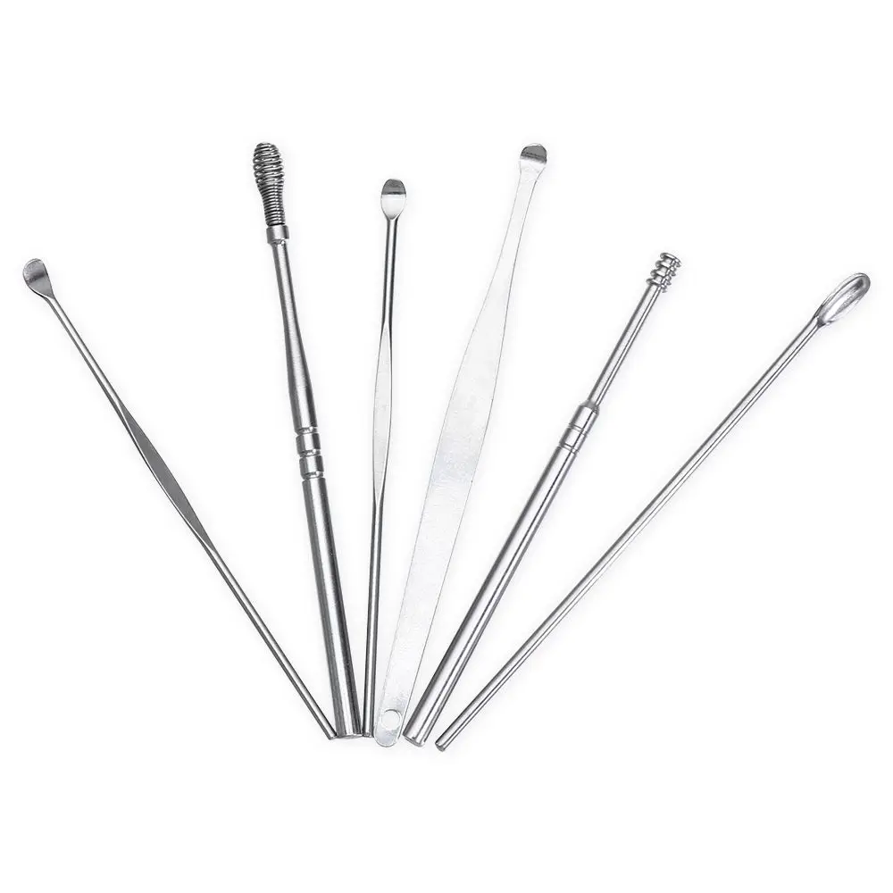 6x Stainless Steel Ear Wax Removal Tool Kit Ear Pick Set Cleaner Remover Earpick