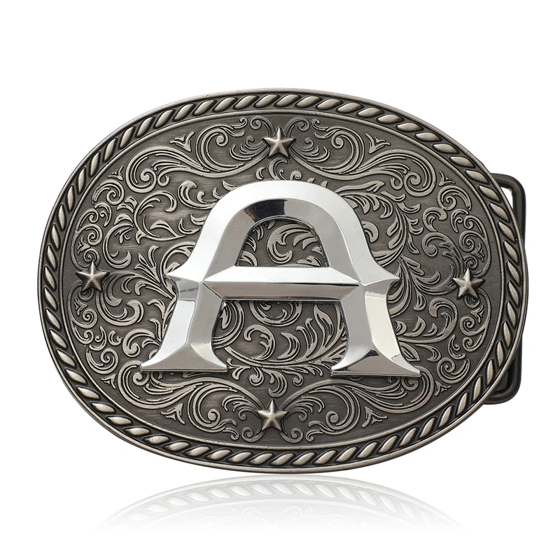 Letras novedosas de hombre de aleación de zinc de mezclilla occidental de lujo emparejadas adecuadas para cinturón de 4 cm de ancho con stock