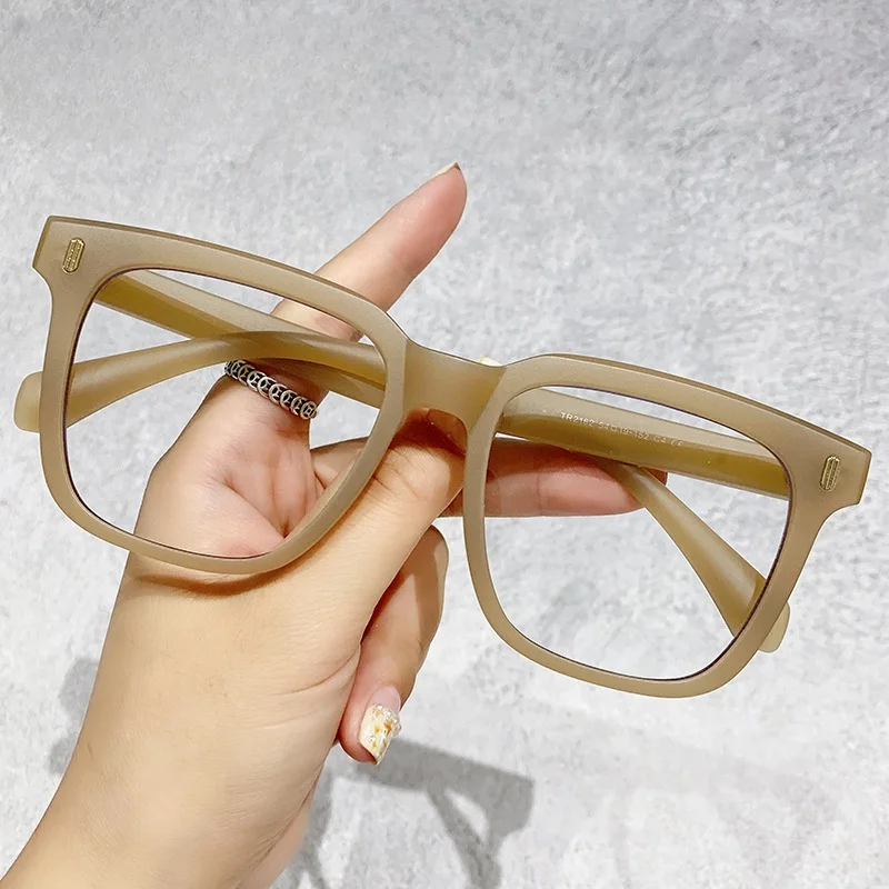 

Trendy Anti Blue Light Wooden Grain Leg TR90 Glasses, Men Women Big Square Blue Ray Blocking for Computer Glass Frames