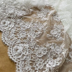 Cord Eye-lash French Lace Fabric Handmade Cording Lace Wedding Gowns Making Lace Off White 1 Piece=3 Meters