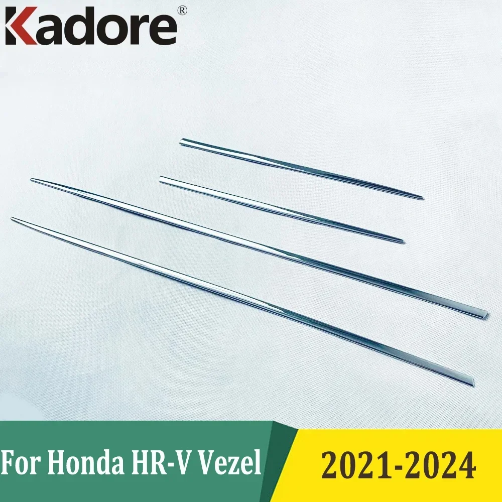 For Honda HR-V Vezel 2021-2024 Chrome Side Door Body Molding Cover Trim Door Sill Body Strips Car Exterior Accessories