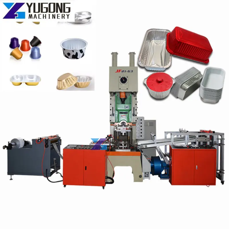 Lunch Boxes Foil Food Tray Plates Making Machine Low Price 7.5KW Power Press Aluminum Foil Container Making Punching Machinery