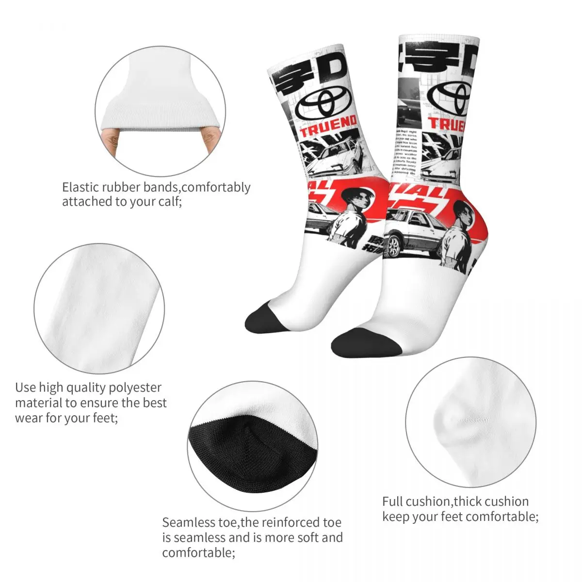 Autumn Winter Funny Unisex Initial D Anime Socks Sweat Absorbing Sports Socks