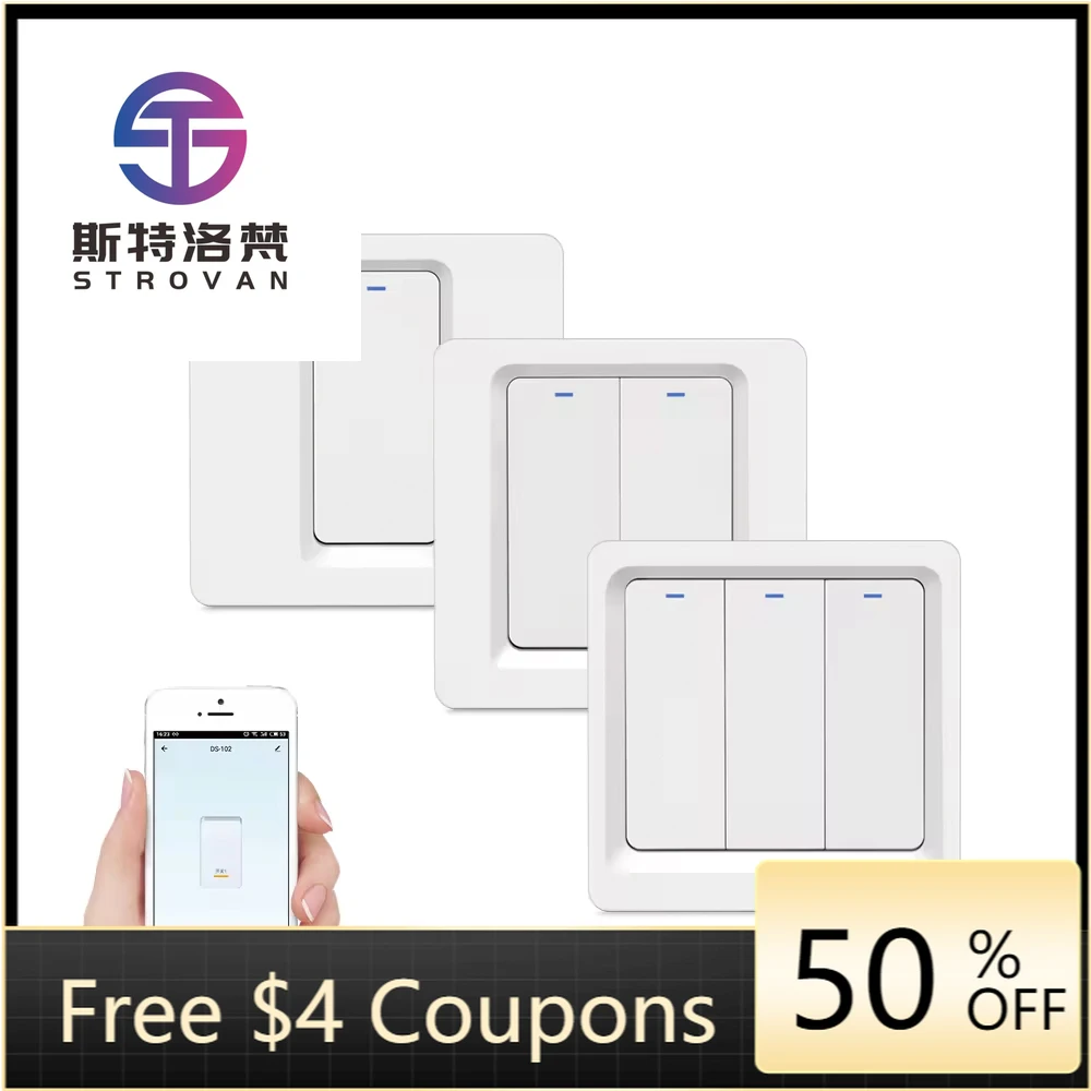 

STLF Eu Standard Electric Wall Smart Home Switch Tuya Wifi Button Switch Smart Light Switch Interruptor Inteligente