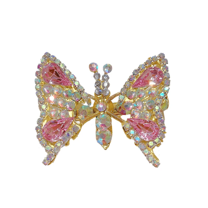 New Fashion Alloy Rhinestone Butterfly Hair Clips For Girl Women Summer Sweet Cute Shining Side Barrettes Bangs Clip Headwear Gi