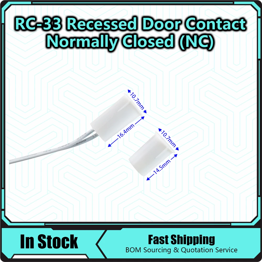 RC-33 Recessed Door Magnetic Switch Door Magnet Alarm Detector Sensor Home Security Alarm DC 100V 300mA MC-33