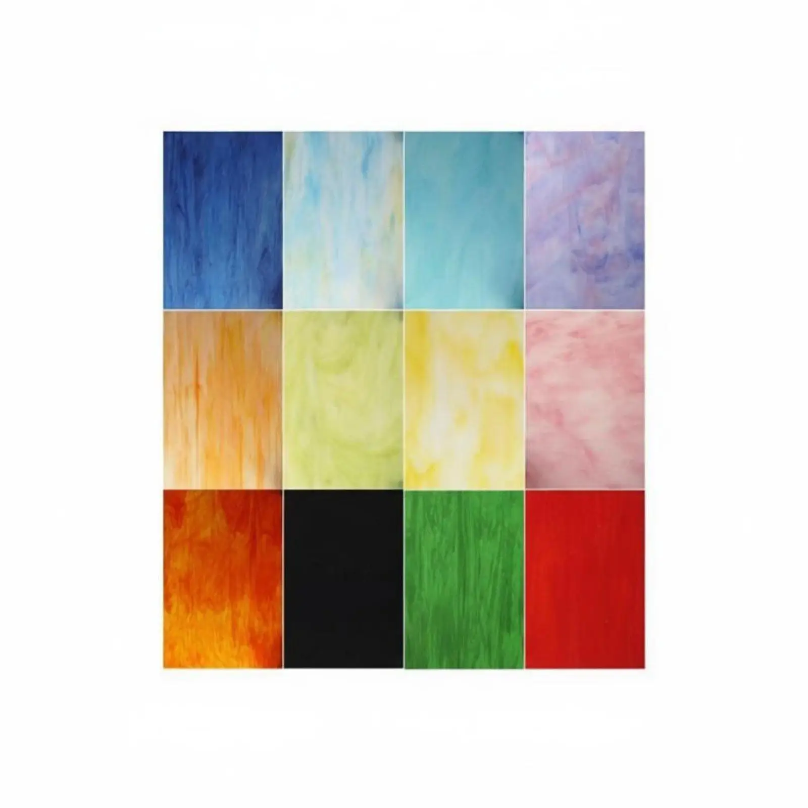 12 Pieces Stained Glass Sheets Multi-Color Assortment Mosaic Supplies