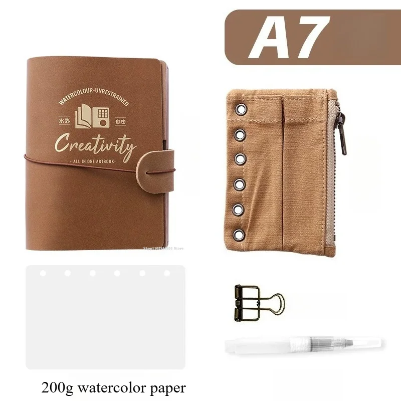 A6/7 Loose-leaf Drawing Book Watercolor Pull-out Sub-package Box Pencil Case Tool Set Portable Travel Sketching Art Supplies image 3