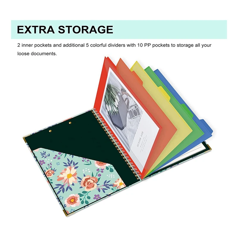 Paper Clipboard With Refillable Lined Notepad For Size(11.5X8.5Inch), 5 Extra Colour Storage Dividers With 10 Pockets B