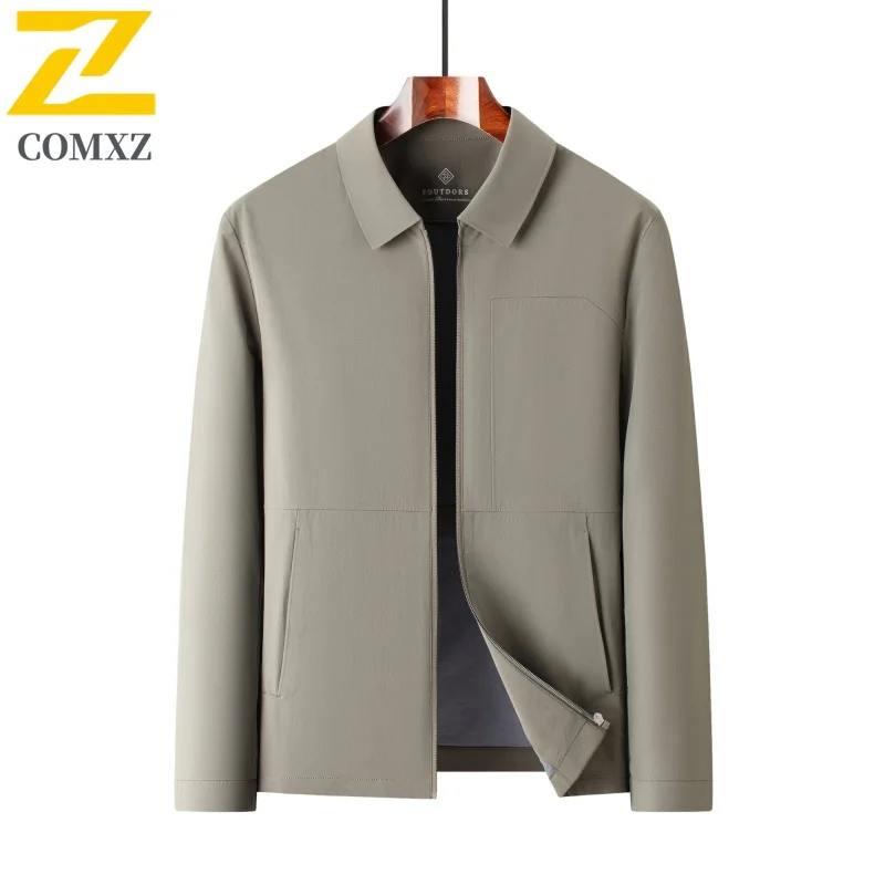 

COMXZ Мужская куртка Деловая повседневная куртка с лацканами для поездок на работу, облегающая легкая офисная одежда, пальто, весенне-осенняя уличная мешковатая ветровка