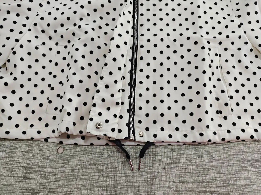 HH Weibliche Herbst Mode Polka Dot Gedruckt Set Lange Ärmel Rollkragen Kordelzug Jacke + A-line Shorts frauen Vintage Anzug – Detail 8