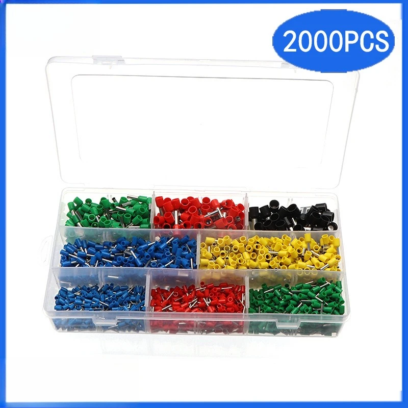 2000Pcs/Box European Insulated Tubular Crimp Terminals Copper Wire Connector Assortment